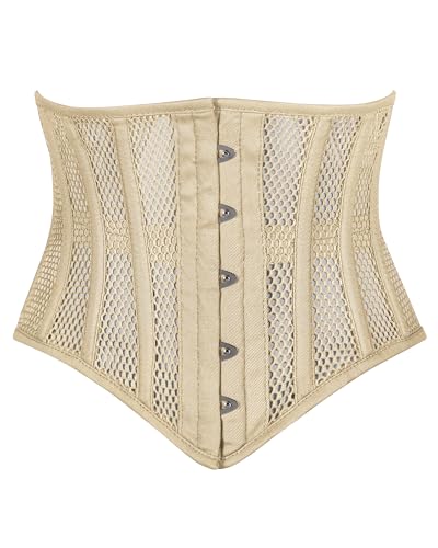 Corsets Island Waist Training Steel Boned Mesh Corset Taillentrainings-Korsett Stahlverstärkt Hochwertiger Shaper (DE/NL/SE/PL Alphanumerisch L Regular Regular Beige)