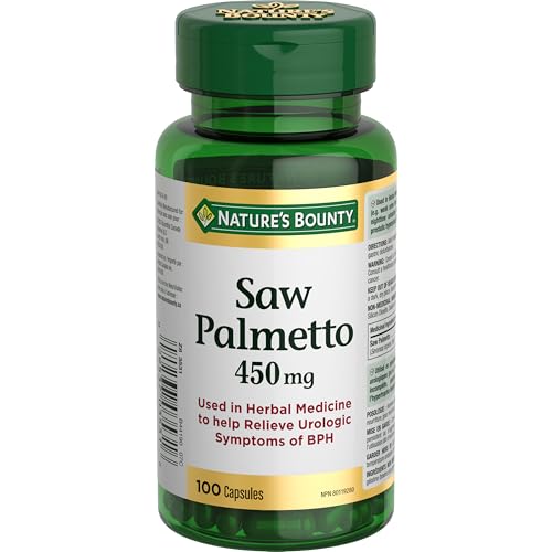 Nature’s Bounty Saw Palmetto Pills and Herbal Health Supplement, Helps Relieve Urologic Symptoms, 450mg, 100 Capsules, Multi-colored
