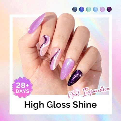 Image of MelodySusie 7.5ML Glitter Gel Nail Polish Set, 6 Colors Chameleon Sparkle Gel Polish Kit Aurora Blue Purple Green Shimmer Gel Polish Gifts for Women Nail Art Manicure Salon DIY Nail Design at Home
