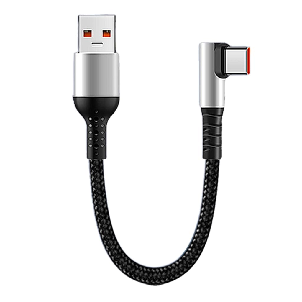 Elnwnnkc Short USB to Type C Fast Charging Cable with 90 Degree Elbow Data Cord for Smartphones