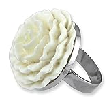 Edles Design! ISLAND PIERCINGS Edler 925er Silber Ring mit weisser Rose 3cm Handarbeit SR005-19mm