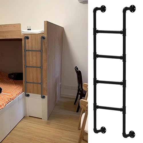 Échelle de lit superposé murale noire 330 LB en fer forgé 53 pouces