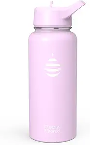 Clearly Filtered Water Bottle | Removes 220+ Contaminants, Double-Wall Insulated Stainless Steel, BPA/BPS Free, Phthalate Free, Filters Flouride Lead Chlorine (32oz, Lilac)
