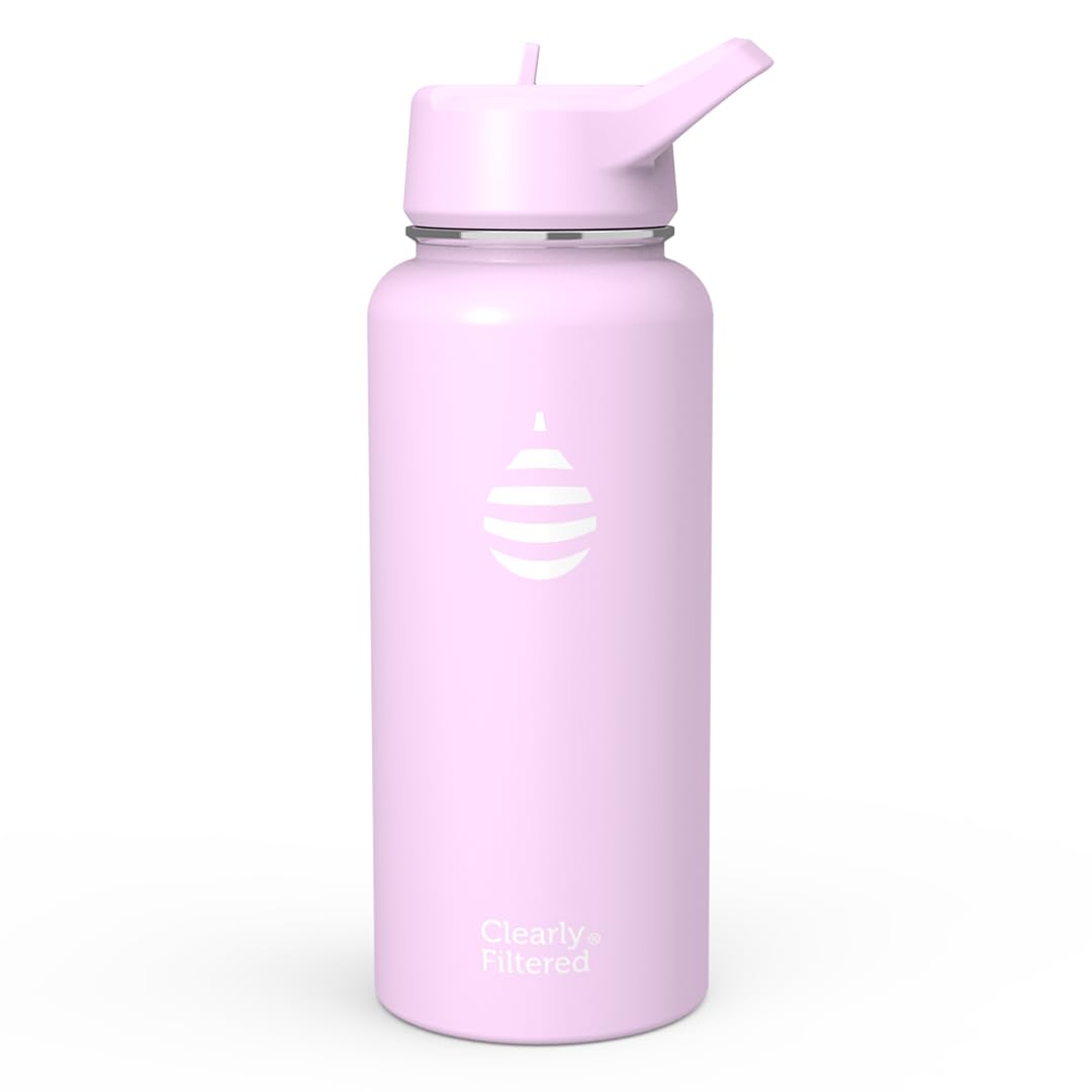 Clearly Filtered Water Bottle | Removes 220+ Contaminants, Double-Wall Insulated Stainless Steel, BPA/BPS Free, Phthalate Free, Filters Flouride Lead Chlorine (32oz, Lilac)