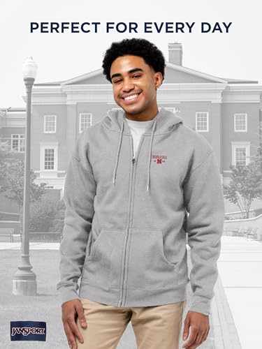 JanSport NCAA Officially Licensed Rival Full Zip Hood, Long Sleeve Unisex Hoodie, Cotton-Polyester Blend with Double-Layered Fleece Hood & Extra-Deep Front Pockets, Adjustable Drawstring - image 2