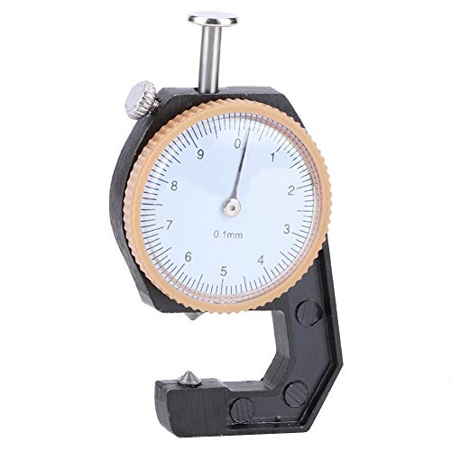 Digital Thickness Gauge, Dial Thickness Gauge Black Portable Accurate Measuring Jewelry Leather Board Equipment with Storage Case 0 10mm (Pointed Toe: 5.4 X 4.4 X 2.6cm / 2.1 X 1.7 X 1in)