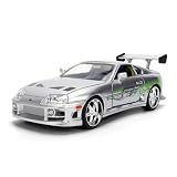 Jada Toys Fast & Furious 1995 Toyota Supra (1:24, 19 cm) – detailgetreues Modellauto mit Teilen zum Öffnen, Fahrzeug aus Metall im Silber Finish für Fans und Sammler und Kinder ab 8 Jahren