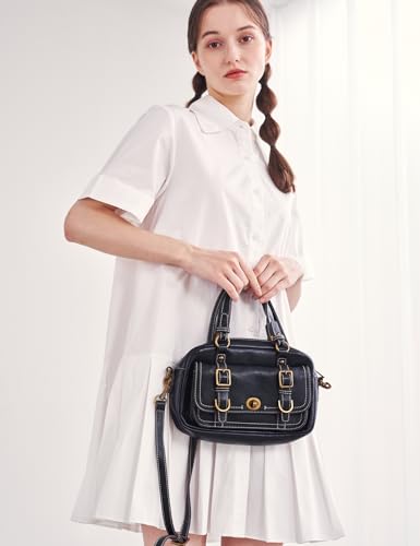 Crossbody Bag for Women, Retro Style Shoulder Bag with Adjustable Strap, Designer Top Handle Handbag, Black Bag3