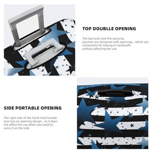Luggage Cover Protector Washable Stretch Suitcase Protector Blue Black White Stripes and Stars Suitcase Cover Anti-Scratch Travel Baggage Covers Fits 18-32 Inch Luggage Protectors, Large4
