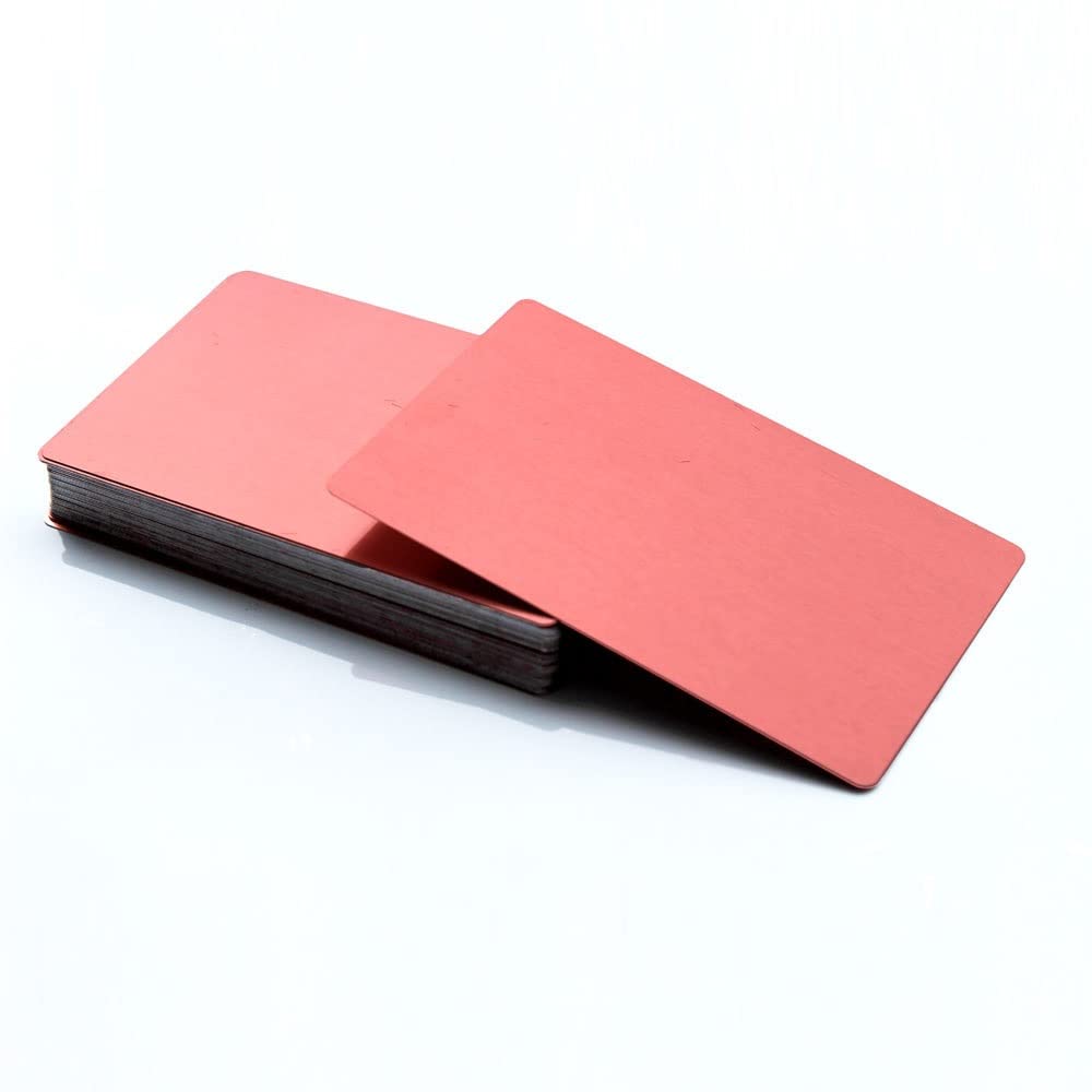 GTHTUHFD Metal Business Card, Blank Metal Business Card 0.2/0.45 Thickness Aluminum Alloy Blanks Card Diy Laser Printing 86Mm X 54Mm 100Pcs,Color 8-86mm X 54mm X 0.45mm