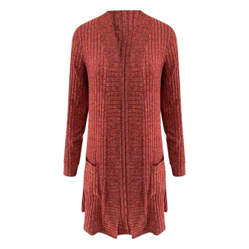 Cardigan de punto mujer largo con bolsillos y manga larga para invierno 7