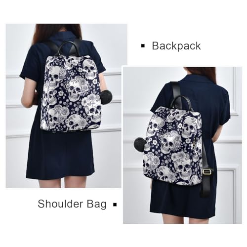 Sac à dos en polyester imprimé squelettes roses avec compartiment multi poches - 7