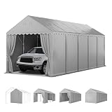PHI VILLA Portable Garage,13x32 ft Storage Tent Outside Commercial Sheds Carport Party Tents Shelter, Heavy Duty Event Canopy Shelters Waterproof UV Resistant with Rollup Zipper Doors