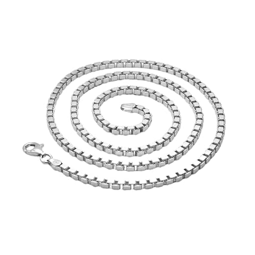 TreasureBay Herr, dam solid 925 silver låda kedja halsband tillgänglig i 45 cm, 48 cm, 50 cm och 52 cm, Silver,