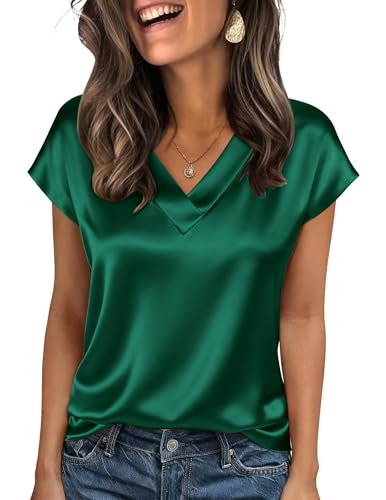 Zeagoo Satin Short Sleeve Blouse