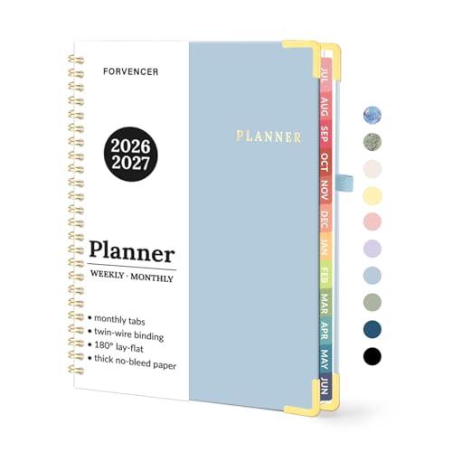 Forvencer Academic Planner 2026-2027, July 2026-June 2027 Weekly & Monthly Hardcover Calendar Planner, 6" X 8", Daily Agenda Book, School Office Notebook College Teacher Student Organizer A5, Blue