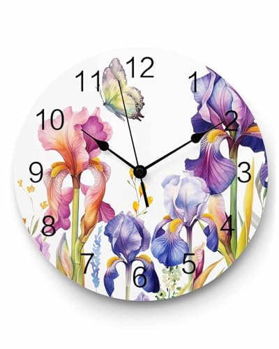 Reloj de Pared Redondo 12 Pulgadas PVC Silencioso Morado