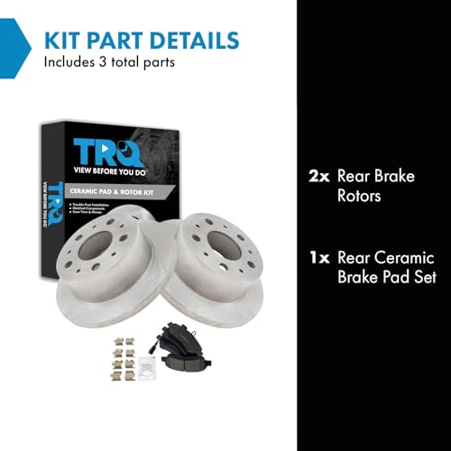Image of TRQ Rear Brake Pad and Rotor Set Ceramic Solid Rotors Compatible with 2014-2021 Ram ProMaster 1500 2500 3500
