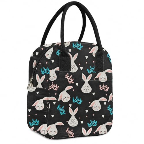 Image of Lunch Bag Office Tiffin Bags for Men Women | Insulated Hot /Cold Travel Lunch Bag | for Lunch Tiffin Box & Bottle | for Office, School, Picnic & School. (BunnyPrnt)