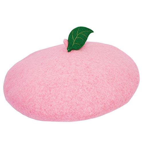 Image of Green Leave Fruit Cosplay Beret Vintage Painter Hat Lolita Kawaii Wool Cap Xmas Gift