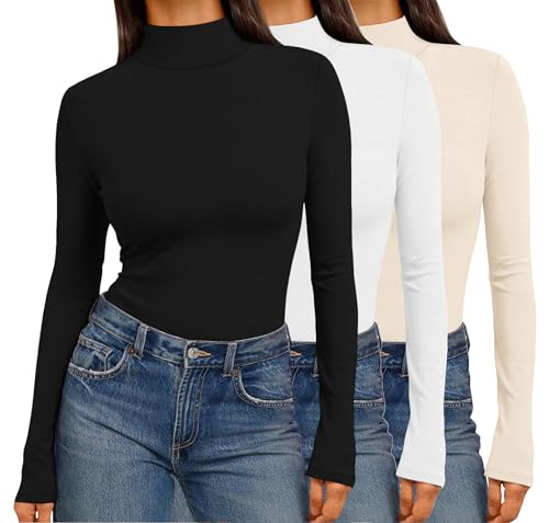 Mock Turtleneck Top Long Sleeve Slim Fit