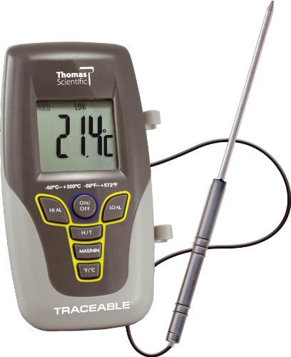 Thomas Traceable Kangaroo Thermometer, 7.5" Probe Length, -58 to 572 degree F, -50 to 300 degree C,4430