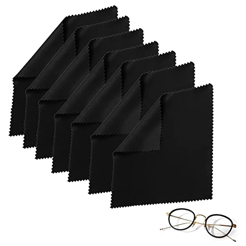 Yoezuo 7 Piezas Gafas Paño de Limpieza, Paños de Limpieza de Microfibra para Gafas, Pantallas LCD, Lentes,Cámaras, Teléfonos Móviles, Tabletas(Negro)