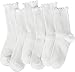 BomKinta Ruffle Socks Women Lightweight Cotton Sock Turn-Cuff Frilly Sock Casual Above Ankle Socks White 6 Pairs Size 5-10