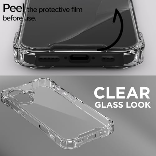 Image of Pikkme Back Cover for iPhone 17 PC + TPU Clear Transparent Raised Edges Shockproof Protective Phone Bumper Case(Transparent)