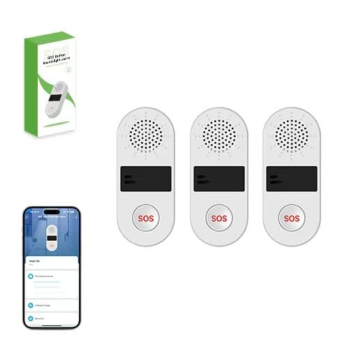 IHSENO Tuya WiFi SOS Wireless Caregiver Alert Call Button Strobe Siren Remote Alarm 130DB Sound & Light Security Alarm for Alexa, Google Assistant (2.4G WiFi) (1)
