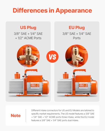 Image of VEVOR Vacuum Pump, 9 CFM, HVAC 2 Stage Rotary Vane Vacuum Pump, for R134a R22 R410a Systems, Auto AC Vacuum Pump Kit with Oil Bottle, for Automotive Air Conditioner Maintenance Resin Degassing