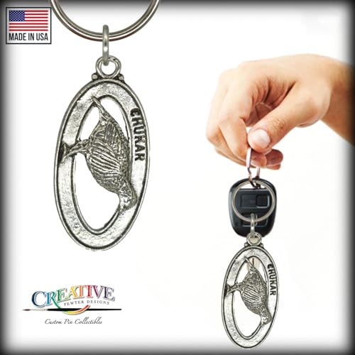 Chukar Keychain, Pewter, B035KC, 2 inches, 100% American Made, Chukkar Key Chain, Bird Keychain, Key Fob, Key Ring, Key Chain, Gift, Over 150 Bird designs3