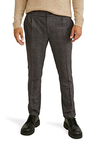 C&A Herren Chino Viskose Hosen Kariert Dunkelbraun S
