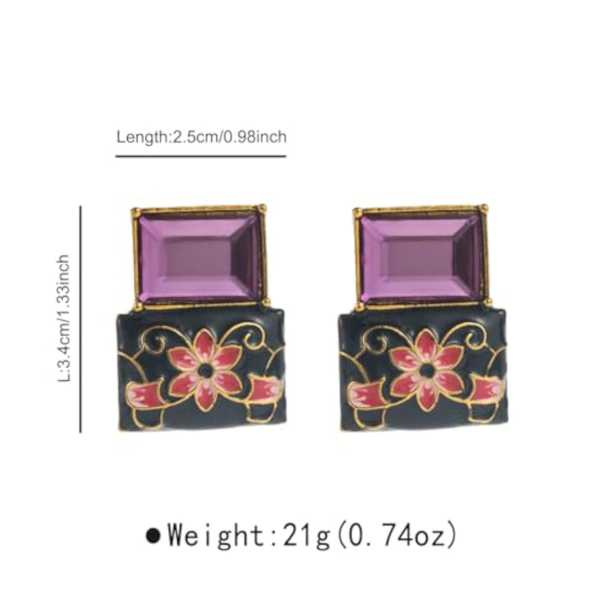 Women's Enamel Flower Floral Drop Earrings in Blue