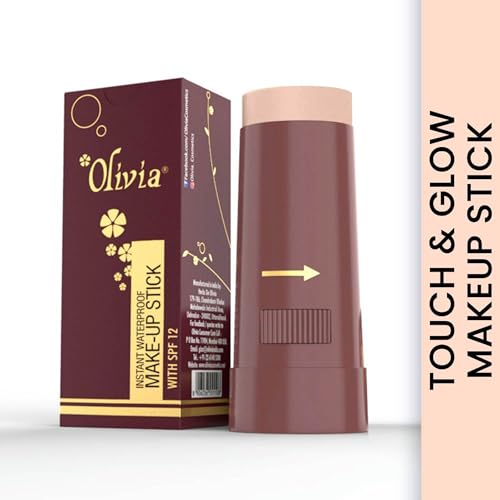 Image of Olivia Instant Waterproof Makeup Stick with SPF 12-05 Touch & Glow | 3-in-1 Foundation, Concealer & Moisturizer | Sweatproof, Long-Lasting Base Makeup | Evens Skin Tone & Hides Blemishes