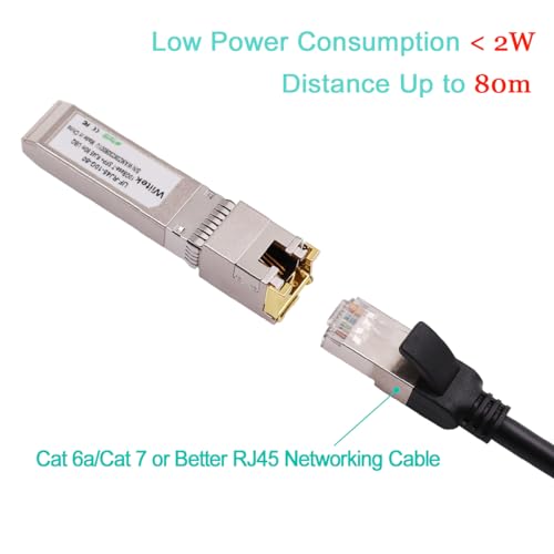 Image of 80 Meters, 10G SFP+ to RJ45 Modules, 2.5G /5G /10GBase-T Ethernet Copper RJ45 to SFP+ Transceiver Compatible for Ubiquiti UF-RJ45-10G, Plugin 10Gb SFP+ Port Switch /Router