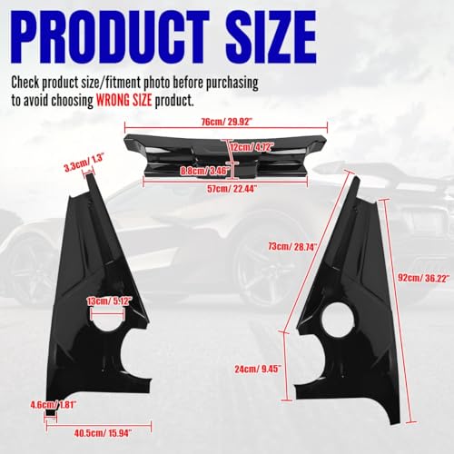 Image of Gloss Black Engine Compartment Surround Overlay,Carbon Fiber Pattern Engine Bay Panel Cover Trim Side Panel Center Strut Cover for Corvette C8 Stingray Z51 2020+ for C8 Z06 /E-Ray 2023+