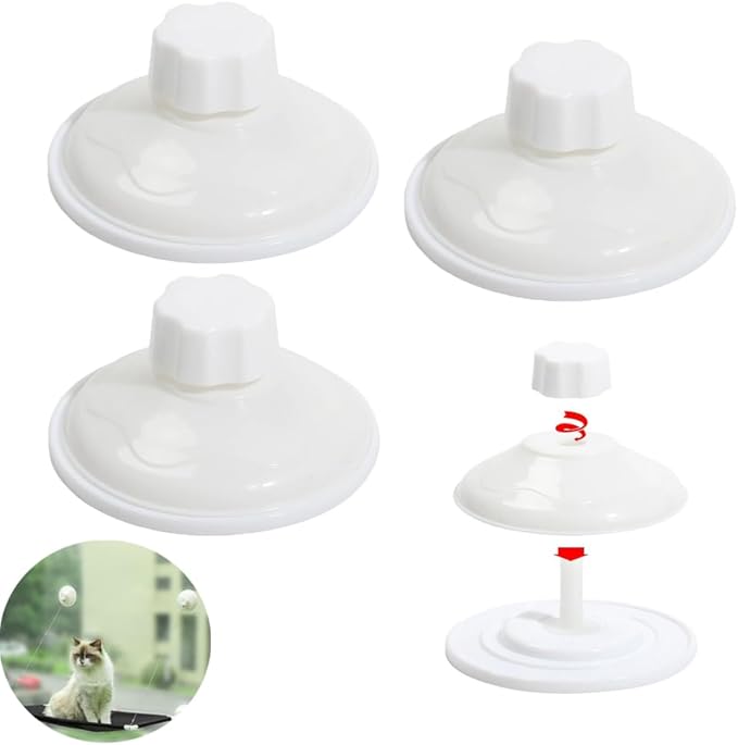 4 Pack Cat Window Perch Suction Cups Replacement Heavy Duty Kitty Hammock Hanging Lock Support Stand Hanger with Screw Nut for Cats Bed Glass Window Seat Shelf Pet Resting Beds