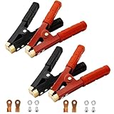Govel 4PCS Heavy Duty Battery Charger Clamps & Jumper Cable Clamps (500-1000A, Red/Black) for Cars, Trucks, Boats, Auto Charging & Jump Starting Alligator Clips