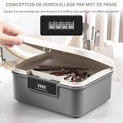 Boîte de rangement verrouillable à code coffret portable pour documents de maison