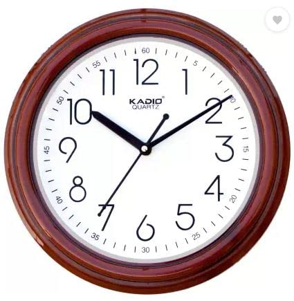 Kadio Analog 25 cm X 25 cm Wall Clock (Brown, with Glass, Standard).