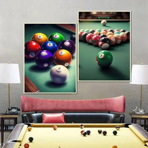 Toile de billard murale art moderne salon décoration lot de 2 cadres photo 70x90 cm