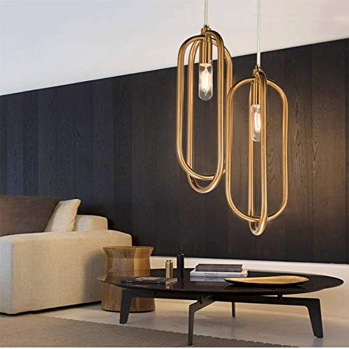 Lustre post-moderne E27 en métal doré suspension chic en forme de U - 3
