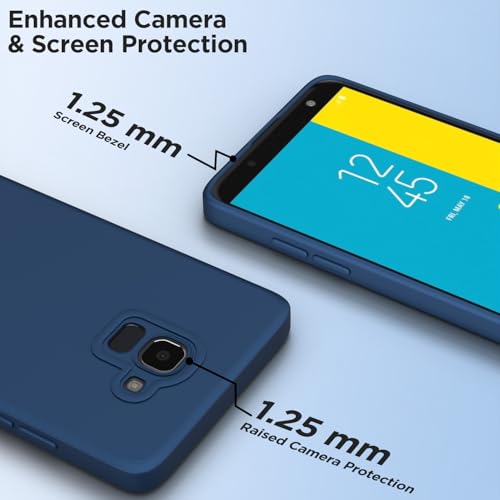 Image of Outlouders Back Cover for Samsung Galaxy J6 2018 | Camera Protection | Durable Soft Matte Silicone Bumper Case (Blue)