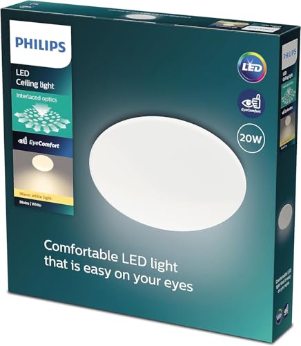 Plafonnier LED Philips Cl200 rond pour salon chaleureux en lumière 2700K 20W