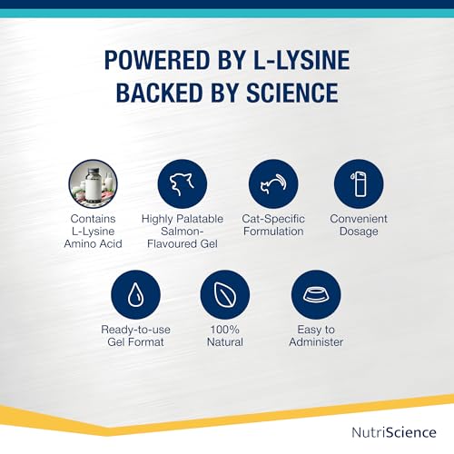 Nutriscience LysineAid Gel für Katzen, 50 ml, Futterzusatz zur Linderung bei Infektion mit FHV-1 Virus