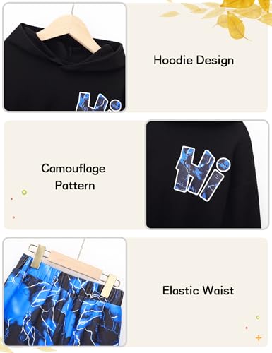 Boys Clothes Long Sleeve Hooded Sweatshirt Top Camouflage Sweatpants Fall Winter Kid Outfits Set 6-14T