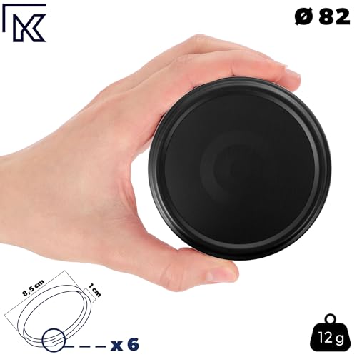 KADAX 750er Set Schraubdeckel TO82 ⌀ 82mm Schwarz Matt – Twist-Off Ersatzdeckel für 235-900ml Einmach- & Marmeladengläser… – Ansicht 2