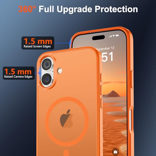 Image of SUPFINE Magnetic for iPhone 17 Case (Compatible with MagSafe)(Military Grade Drop Protection) Translucent Matte Shockproof with Anti-Fingerprint Phone Cover,Starry Orange