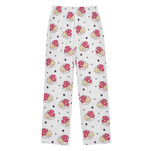 Boys' Pants Cartoon Red Mushroom Star Long Bottoms Jogger Pants Elastic Waist Trousers with Pockets S-XL
